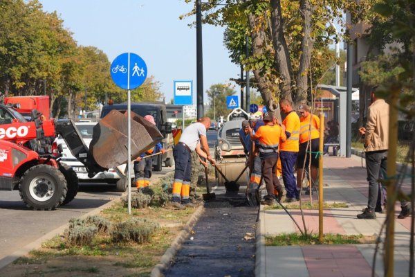 Continuă asfaltarea pistelor de biciclete de pe bulevardul Alexandru Lăpușneanu