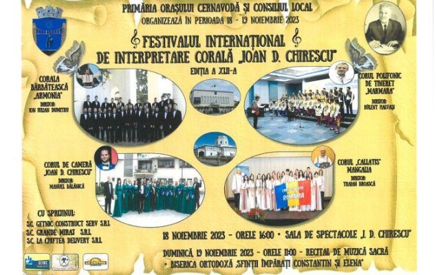 Primăria Cernavodă organizează Festivalul Internațional de Interpretare Corală „IOAN. D. CHIRESCU”