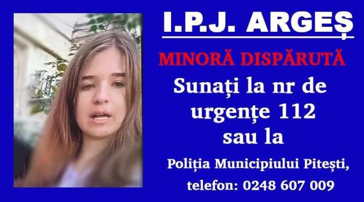 O fată de 13 ani din Piteşti, fugită de acasă, găsită în judeţul Constanţa