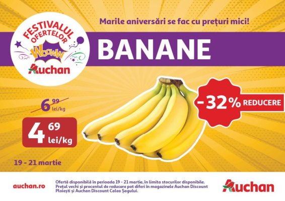 Festivalul Ofertelor Wooww la Auchan îți aduce super reduceri la banane, lego și sute de alte de produse