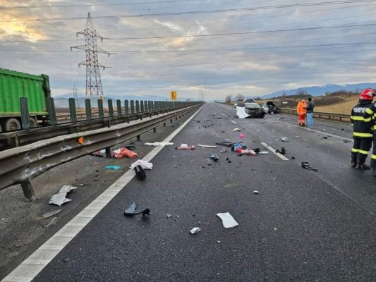 Trafic blocat pe autostrada A1, București - Pitești, în urma unui accident rutier 