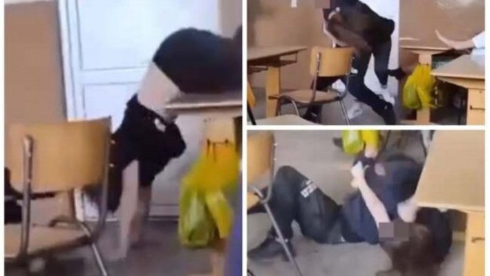 Doi elevi, surprinși în timp ce își împărțeau pumni și picioare în sala de curs. Video