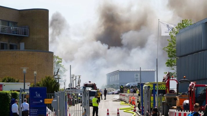 Incendiu uriaş în clădirea de birouri a gigantului farmaceutic Novo Nordisk