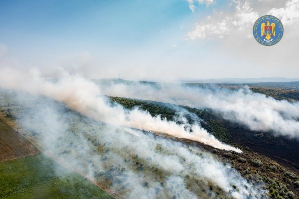 Incendiu de vegetație uscată, în apropiere de Tulcea