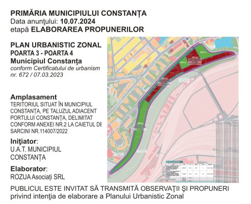 Primăria Constanța pune în consultare publică PUZ-ul pentru Poarta 3 - Poarta 4