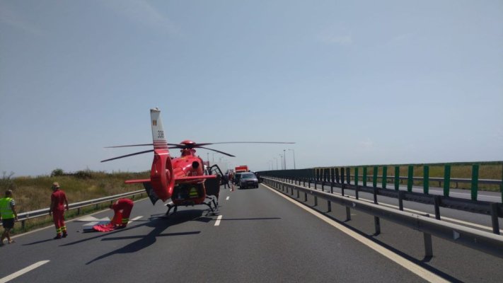 Accident cu 8 persoane rănite pe A1. A intervenit elicopterul SMURD