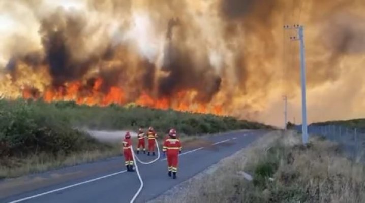 Incendiu uriaș: Flăcările scăpate de sub control au ajuns la case și un rezervor de motorină