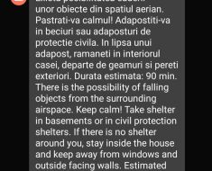 Mesaj RO-Alert în Constanța, în timpul nopții: „Există posibilitatea căderii unor obiecte din spațiul aerian”