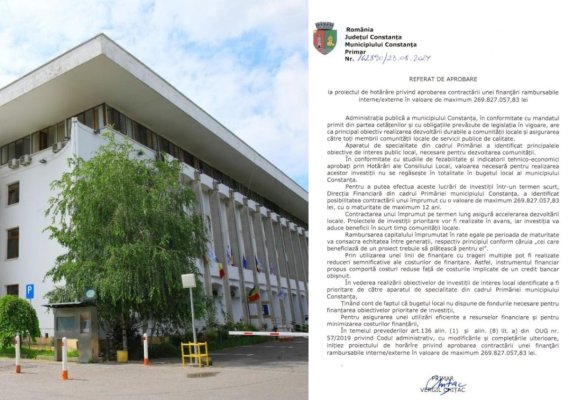 Primăria Constanța a lansat o licitație pentru contractarea unui credit de 269 de mil. de lei. Ce vrea să facă cu banii!