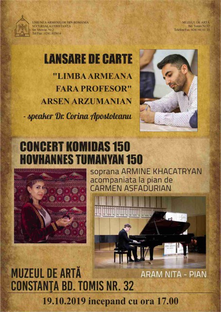 Uniunea Armenilor din Constanța, lansare de carte și un minunat concert
