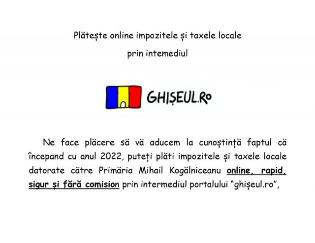 Locuitorii din Mihail Kogălniceanu își pot plăti taxele și impozitele și online!